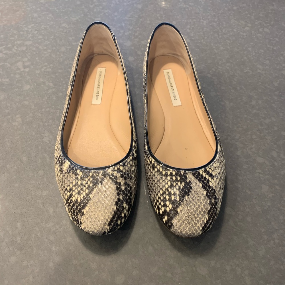 Diane von Furstenberg snakeskin flat